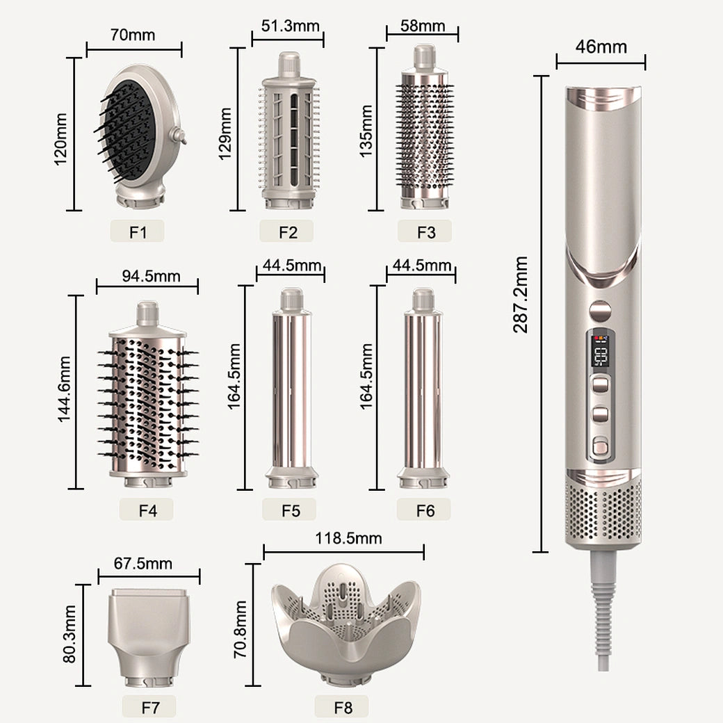 Modelador de Cabelo 8 em 1 – Caracóis, Volume e Secagem
