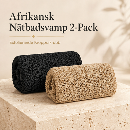 Afrikansk Nätbadsvamp 2-Pack – Exfolierande Kroppsskrubb