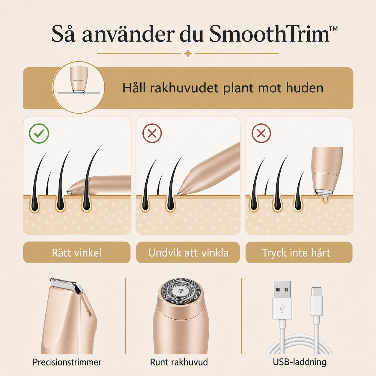 SmoothTrim™ – Elektrisk 2-i-1 Rakhyvel
