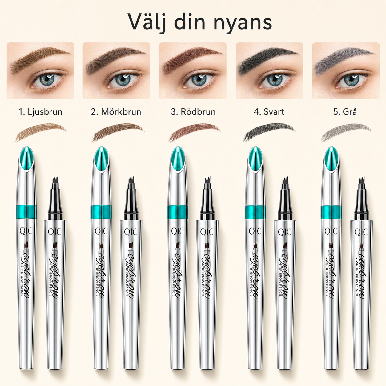 Ögonbrynspenna – vattenfast