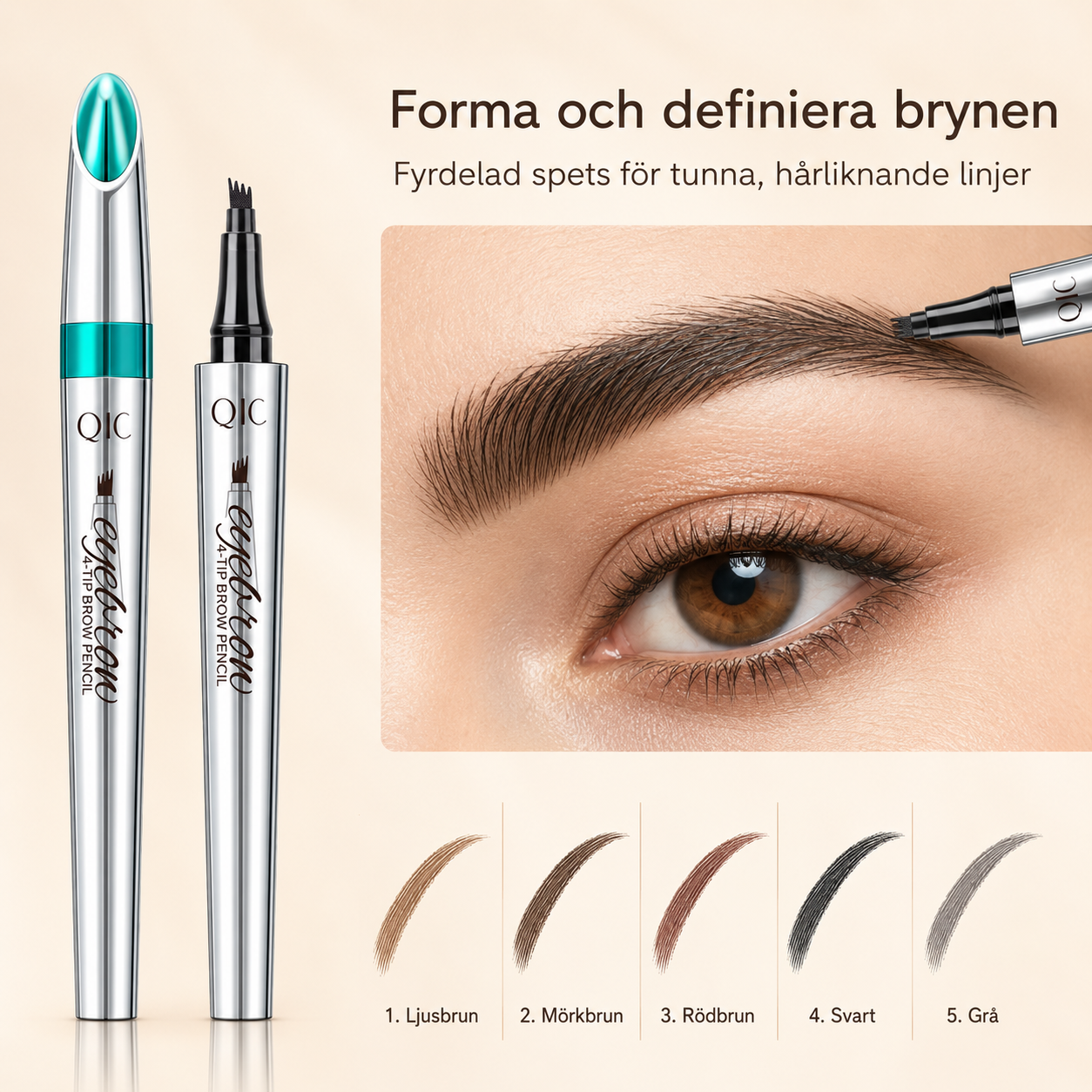 Ögonbrynspenna – vattenfast
