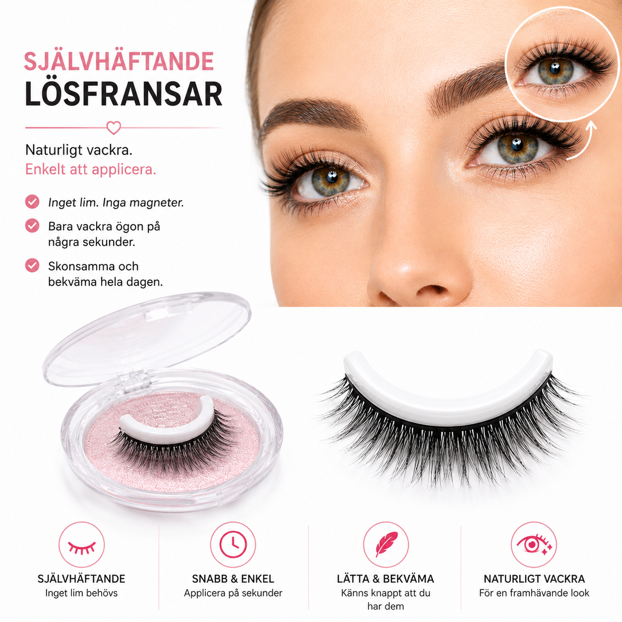 Självhäftande 3D-lösögonfransar